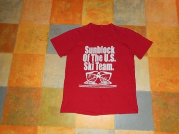 SUNBLOCK USA SKI TEAM M T-SHIRT RETRO VINTAGE BAWEŁNA TREKKING UNIKAT