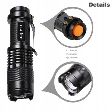 Mini latarka LED 8000 lm Q5 T6 L2 Latarka LED