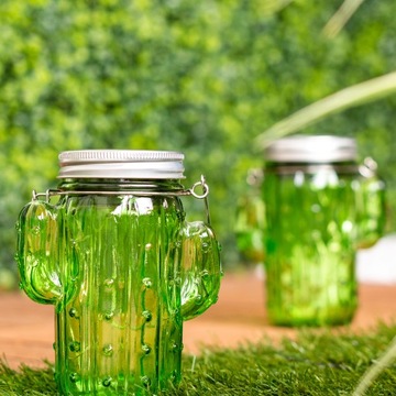 СОЛНЕЧНАЯ ЛАМПА САДОВАЯ БАНКА КАКТУС СТЕКЛО LED