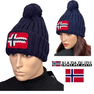 NAPAPIJRI Czapka zimowa z pomponem GRANATOWA SEMIURY 5