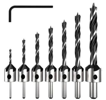 WIERTŁA DO DREWNA Z POGŁĘBIACZEM 3-10MM ZESTAW 7SZ