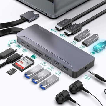Wieloportowy adapter Rocketek USB-C Hub