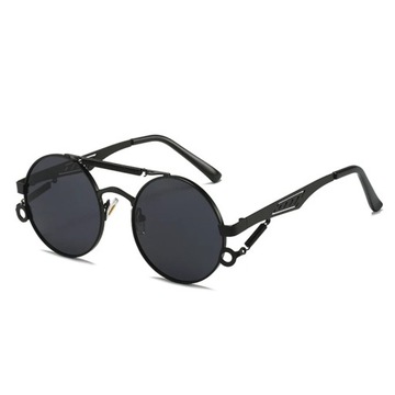 Retro metalowe podwójne mostki okrągłe okulary przeciwsłoneczne damskie mod
