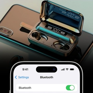 БЕСПРОВОДНЫЕ НАУШНИКИ BLUETOOTH 5.1 СПОРТИВНЫЙ ВКЛАДЫШНОЙ МИКРОФОН POWERBANK