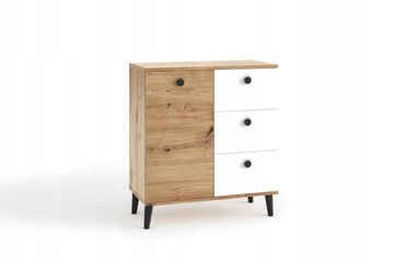 Komoda Szafka Cris1 80x94x40, Dąb Artisan, Biały