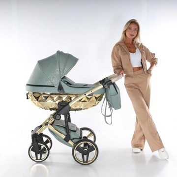 nowoczesny wózek JUNAMA HEART 2w1 khaki 03