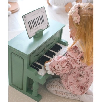 DREWNIANE PIANINO INSTRUMENT VINTAGE KSIĄŻECZKA DO NAUKI CLASSIC WORLD