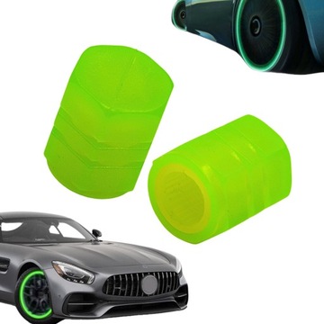 NAKRĘTKI NA WENTYLE ŚWIECĄCE FLUORESCENCYJNE DO KOŁA ROWERU SAMOCHODU 2SZT