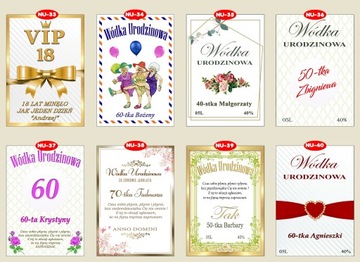 Наклейки Этикетки «ВОДКА» на ДНИ РОЖДЕНИЯ 18 30 40 50