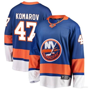 New York Islanders Home Komarov Koszulki hokejowe z długim rękawem dla fanów