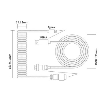 Кабель USB Type C 3M, кабель с быстрой спиральной пружиной и
