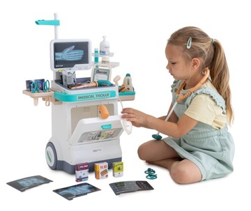 Набор врача, медицинская тележка, интерактивный стол для детей, 26 элементов.