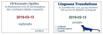 Pieczątka z datą z tekstem logo ProjektGRATIS D240