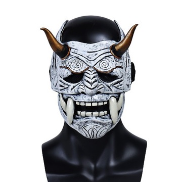 MASKA SAMURAI LATEKSOWA BIAŁA KOSTIUM HALLOWEEN