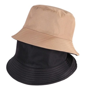 KAPELUSZ BEŻOWY CZARNY BUCKET HAT DWUSTRONNY