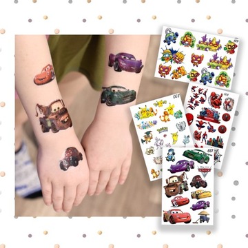 1szt TATUAŻE DZIARY ZMYWALNE BAJKI DLA DZIECI NA URODZINY DUŻO WZORÓW