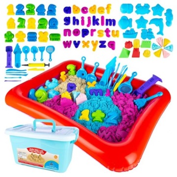 Kinetický Písek Set 4,5 Kg XXL Formičky Pískoviště 7 Barev Kufřík