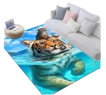 DYWAN DLA DZIECI SUPER GRAFIKA 3D TYGRYS 120x160
