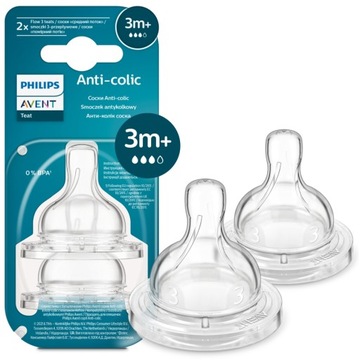 AVENT SMOCZEK ANTYKOLKOWY 3M+ DO BUTELKI 2 SZT PRZEPŁYWOWY FLOW 3 SCY763/02