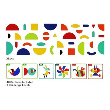 DREWNIANA UKŁADANKA 40 WZORÓW MONTESSORI PUZZLE 55 EL.