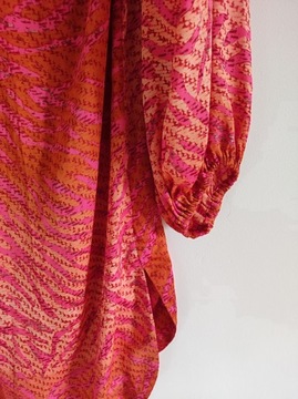 36 H&M CONSCIOUS bluzka tunika soczyste kolory ombre satynowa wzory boho