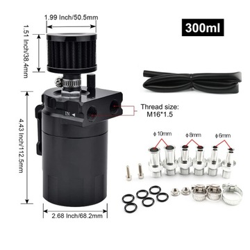 300ML OIL CATCH TANK SEPARATOR OLEJU Z FILTREM ,Universal,Zbiornik na olej