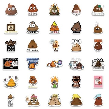 ВЕСЕЛЫЕ НАКЛЕЙКИ ДЛЯ КАКАШЕК ВОДОНЕПРОНИЦАЕМЫЕ НАКЛЕЙКИ MIX POOP 60 шт.