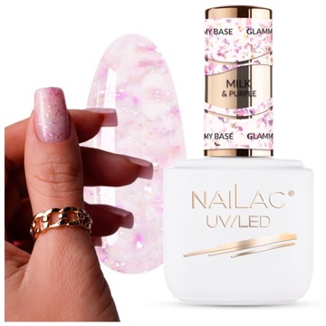 2w1 Baza Kauczukowa Z Drobinkami Milk&Purple Glammy Base 7ml