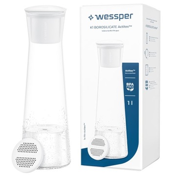 Butelka Szklana Karafka Filtrująca Wessper K1 BOROSILICATE 1l + 1x Filtr