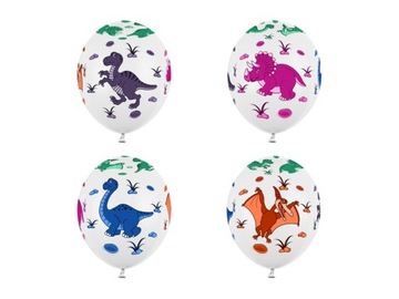 Balony pastelowe białe Dinozaury Dino Party 35cm S