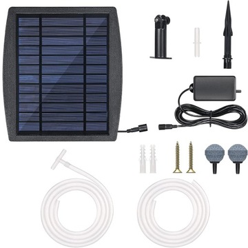 SOLARNY NAPOWIETRZACZ STAWU POMPA TLENU Z WĘŻEM 1800mAh+KAMIEŃ POWIETRZNY