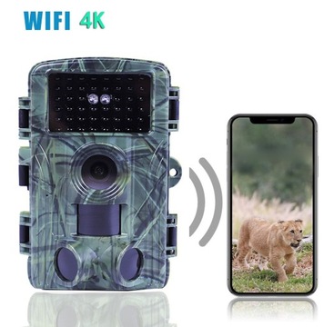 FOTOPUŁAPKA WiFi Z APLIKACJĄ KAMERA LEŚNA MYŚLIWSKA MINI 4K IP66 TRYB NOCNY