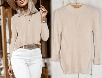 070 CIEPŁY SWETER GOLF STÓJKA PRZYLEGAJĄCY MIX