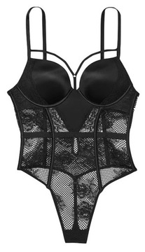 Body z siateczką Victoria's Secret Bombshell 2x push-up czarne S