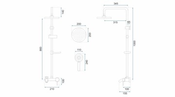 Molier Black 100 Складная душевая дверь + душ