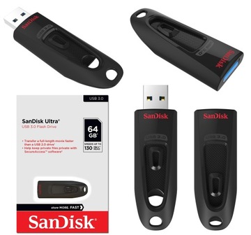 Флеш-накопитель 64 ГБ USB 3.0 100 МБ/с SANDISK CRUZER ULTRA РАЗДВИЖНЫЙ ДИСК USB-ПАМЯТЬ