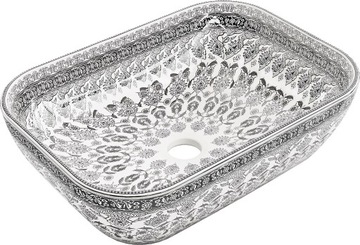 MEXEN RITA UMYWALKA NABLATOWA 45 x 32 CM BIAŁA CZARNA WZÓR