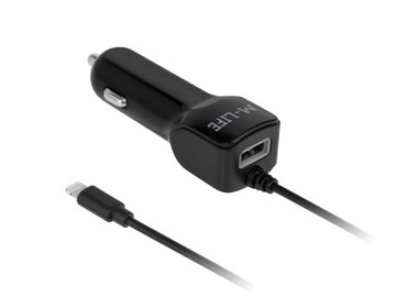 Ładowarka samochodowa M-Life do Apple iPhone, iPad + USB 2100 mA (1LL)