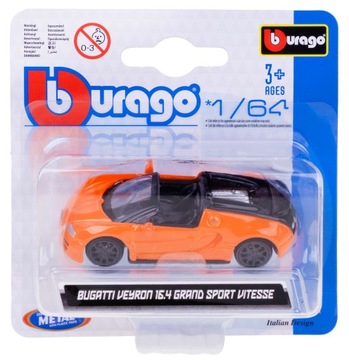 BUGATTI VEYRON 16.4 GRAND SPORT VITESSE MODEL METALOWY BBURAGO 1:64
