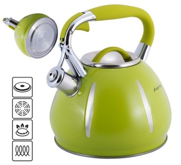 CZAJNIK STALOWY ZIELONY POJEMNY 3,0 L INDUKCJA GAZ KAMILLE