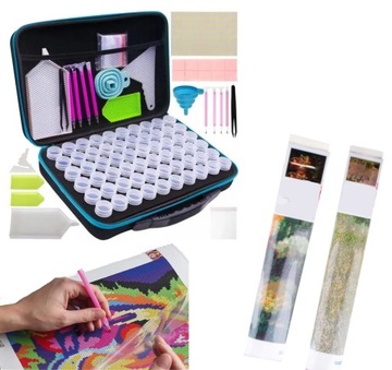 Duży Zestaw Diamond Painting Akcesoria do Haftu + 2x HAFT Diamentowy Etui