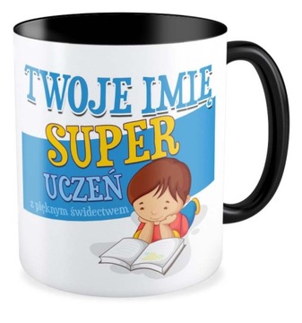 KUBEK czarny prezent UCZEŃ UCZENNICA TWOJE IMIĘ