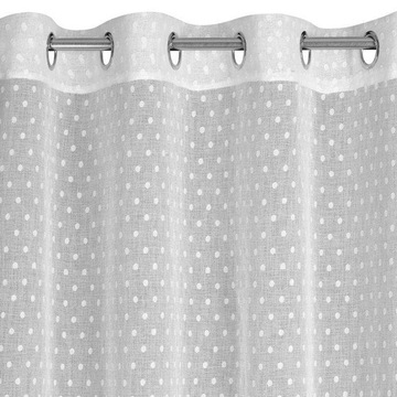 HANIA БЕЛЫЙ ЭТАИНИН ШТОР С ТОЧКАМИ 140x250 КРУГЛЫЕ