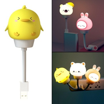 Ночник USB с автоотключением, пульт дистанционного управления, разноцветный желтый утенок