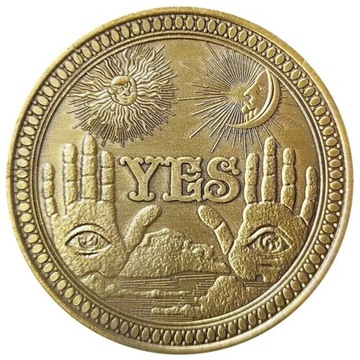ZŁOTA METALOWA MAGICZNA MONETA DECYZJI TAK NIE YES NO 1 SZT