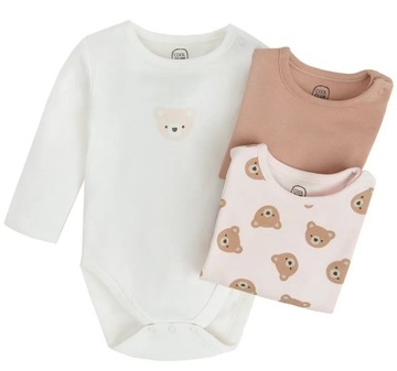 Cool Club Body Długi Rękaw 3szt 18-24m 1,5-2L 92cm Miś Misie Róż 3pak Smyk