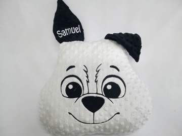 Piesek kontrastowy Poduszka minky Miś z imie haft