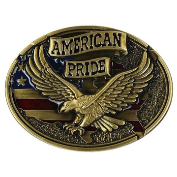 Grawerowana brązowa klamra do paska z orłem American Pride