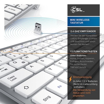 БЕСПРОВОДНАЯ QWERTZ-КЛАВИАТУРА CSL 2,4 ГГц