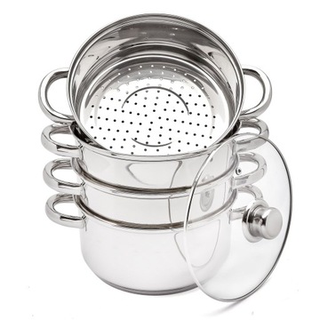 Silver STEAMER POT, пароварка из нержавеющей стали, 3 уровня, 3,3 л, 5 эл.